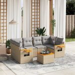 vidaXL Salon de jardin avec coussins 7 Pièces beige résine tressée