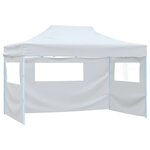 vidaXL Tente pliable de réception avec 3 parois 3 x 4 5 m Blanc