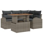 vidaXL Ensemble de salle à manger de jardin de 5 pièces avec coussins en poly ratin gris et acacia