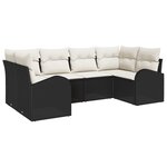 Ensemble de canapé de jardin vidaXL 6 pièces avec coussins Noir Rotin poly