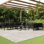 vidaXL Salon de jardin 10 Pièces avec coussins Aluminium Anthracite