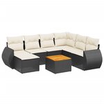vidaXL Salon de jardin 8 Pièces avec coussins noir résine tressée