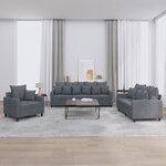 vidaXL Ensemble de canapés 3 Pièces avec coussins Gris foncé Velours