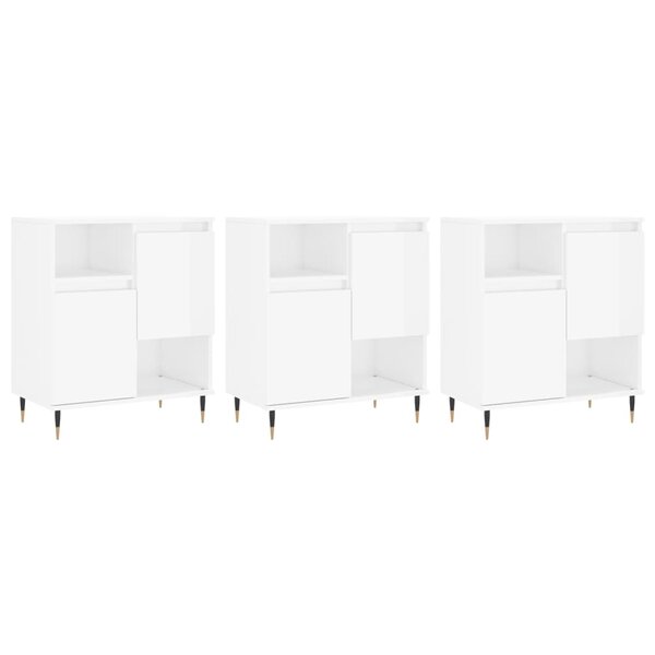 vidaXL Buffets 3 Pièces blanc brillant bois d'ingénierie