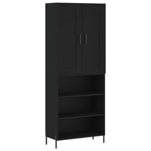 vidaXL Buffet haut Noir 69 5x34x180 cm Bois d'ingénierie