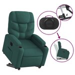 vidaXL Fauteuil inclinable électrique vert foncé tissu