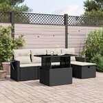 vidaXL Salon de jardin 6 Pièces avec coussins noir résine tressée