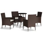 vidaXL Ensemble de bistro de jardin 5 Pièces coussins marron poly rotin