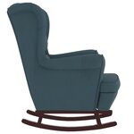 vidaXL Chaise à bascule avec pieds en bois et tabouret Bleu Velours