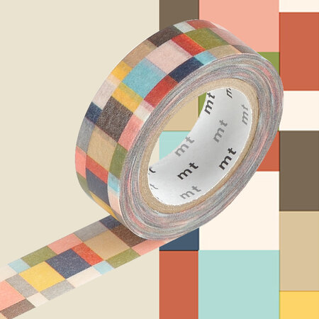 Masking Tape MT 1 5 cm Mosaic gris ocre