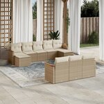 vidaXL Salon de jardin avec coussins 10 Pièces beige résine tressée