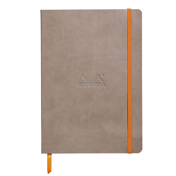 Carnet souple Rhodiarama A5 (14,8 x 21 cm), 160 pages réglure point DOT de 90 g/m² - Couverture Taupe