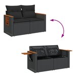 Ensemble de canapé de jardin vidaXL 10 pièces avec coussins en poly rattan noir
