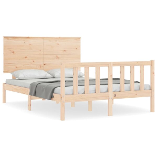 vidaXL Cadre de lit avec tête de lit 140x200 cm bois massif
