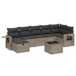 vidaXL Salon de jardin 8 Pièces avec coussins gris résine tressée