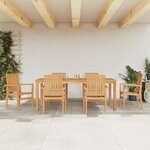 vidaXL Ensemble à manger de jardin 7 Pièces Bois de teck solide