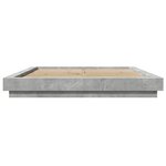 vidaXL Cadre de lit et lumières LED sans matelas gris béton 150x200 cm