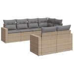 vidaXL Salon de jardin avec coussins 7 Pièces beige résine tressée