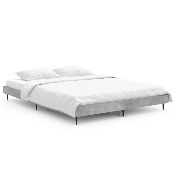vidaXL Cadre de lit gris béton 140x190 cm bois d'ingénierie