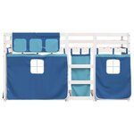 vidaXL Lit superposé avec rideaux bleu 80x200 cm bois pin massif