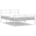 vidaXL Cadre de lit métal avec tête de lit/pied de lit blanc 135x190cm