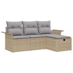 vidaXL Ensemble de canapé de jardin 4 pièces avec coussins Beige Poly Rotin