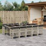 vidaXL Ensemble à manger de jardin 11Pièces avec coussins gris poly rotin