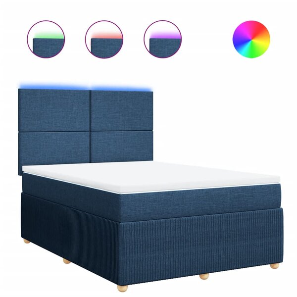 vidaXL Sommier à lattes de lit avec matelas Bleu 160x200 cm Tissu
