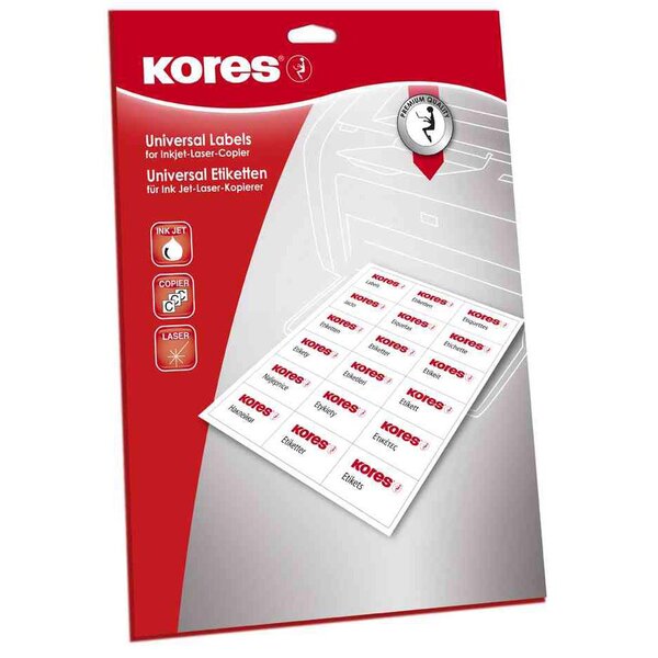 Etiquettes universelles 63 5 x 33 9 mm blanches 600 sur 25 feuilles a4 kores
