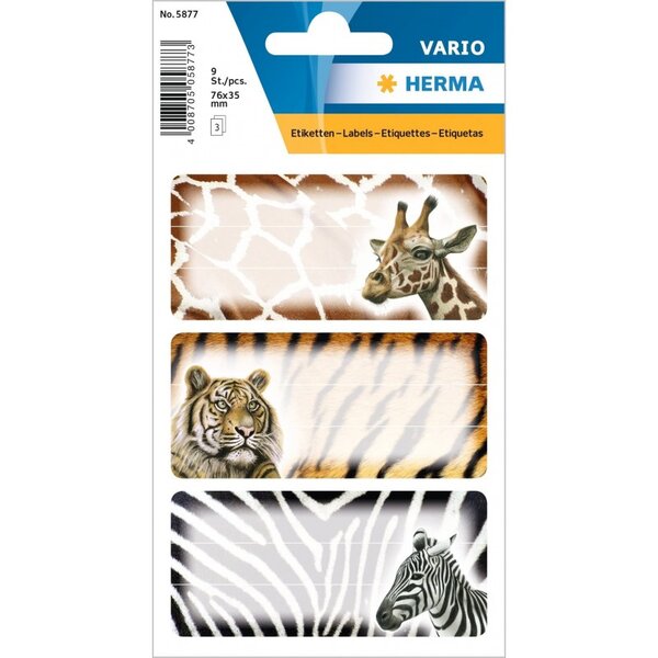 HERMA Étiquettes pour livres  Animaux africains   76 x 35 mm