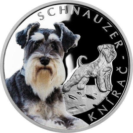 Pièce de monnaie en Argent 1 Dollar g 31.1 (1 oz) Millésime 2022 Dog Breeds SCHNAUZERS