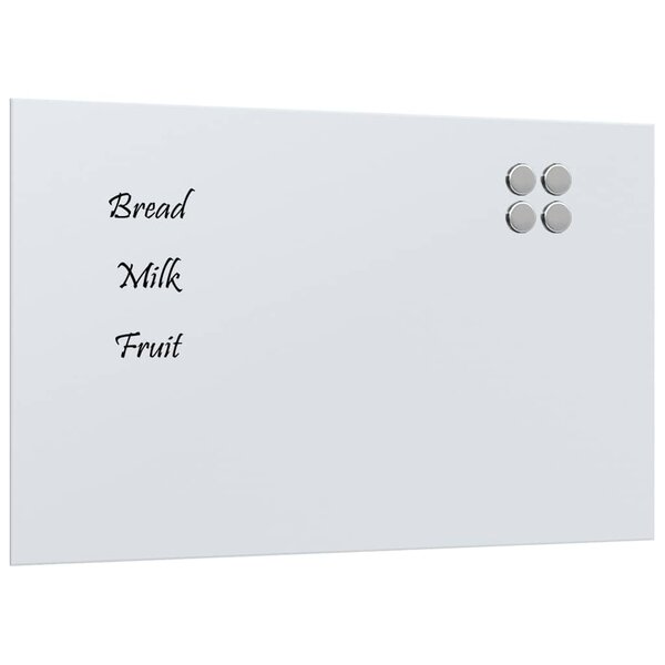 vidaXL Tableau noir magnétique mural Blanc 80x50 cm Verre trempé