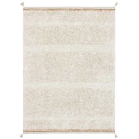 Tapis coton beige texturé avec finition pompons XL - 200 x 300 cm