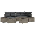 vidaXL Canapé de jardin 7 pièces avec coussins gris en poly rattan