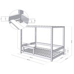 Lit cabane enfant BUNKY 140 x 200 gris