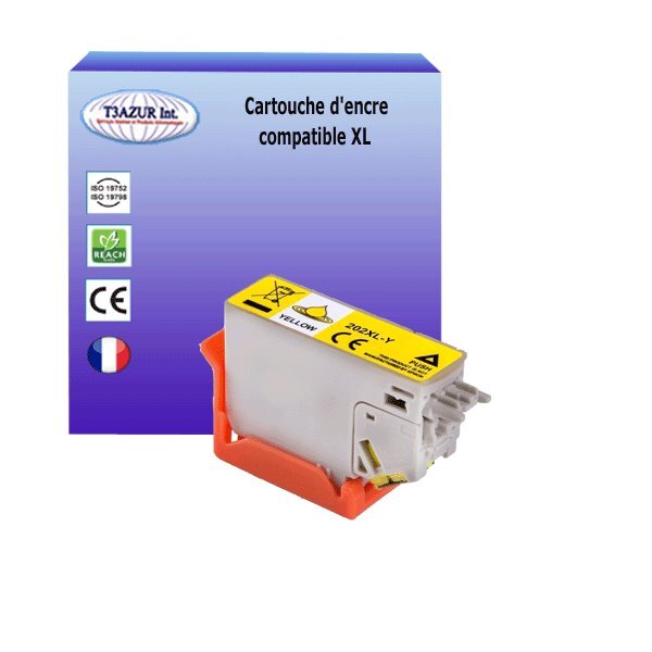 Cartouche compatible avec epson t02h4 / t02f4 (202xl) jaune pour epson expression premium xp-6100  xp-6105
