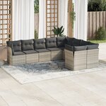 vidaXL Salon de jardin 9 Pièces avec coussins gris clair résine tressée