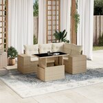 vidaXL Salon de jardin avec coussins 5 Pièces beige résine tressée