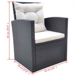 vidaXL Mobilier à dîner de jardin 6Pièces et coussins Résine tressée Noir