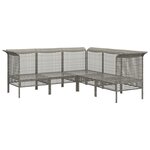 vidaXL Salon de jardin 5 Pièces avec coussins Gris Résine tressée