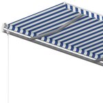 vidaXL Auvent manuel rétractable avec poteaux 4x3 5 m Bleu et blanc
