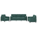 vidaXL Ensemble de canapés 3 Pièces avec coussins vert foncé velours