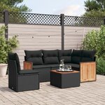 vidaXL Salon de jardin 6 Pièces avec coussins noir résine tressée