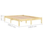 vidaXL Cadre de lit bois massif 135x190 cm double