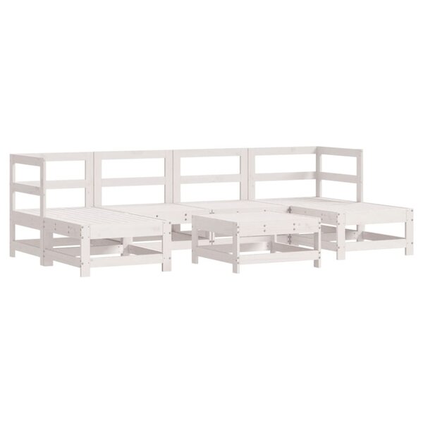 vidaXL Salon de jardin 7 Pièces Blanc Bois de pin massif