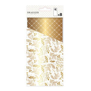 8 Range Couverts En Papier - Blanc Et Or - Spécial Réveillon - Draeger paris