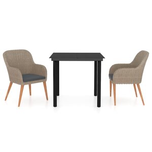 vidaXL Ensemble de salle à manger de jardin avec coussins 3 Pièces Marron