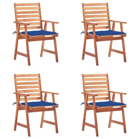 vidaXL Chaises à dîner d'extérieur 4 Pièces avec coussins Acacia massif