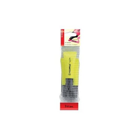 Filet de 3 Surligneurs NEON Tendance Pte Biseautée 2- 5 mm jaune STABILO