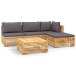 vidaXL Salon de jardin 5 Pièces avec coussins Bois de teck solide